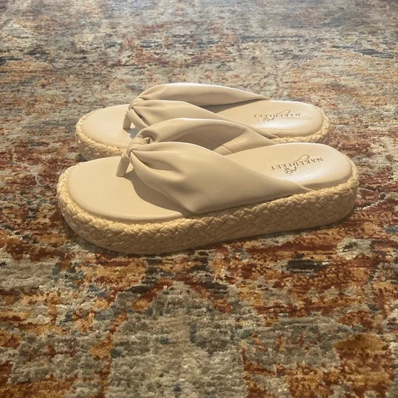 Boho Vegan Leather Cream Espadrille Slip on Sandals Size 7.5 - Picture 7 of 8